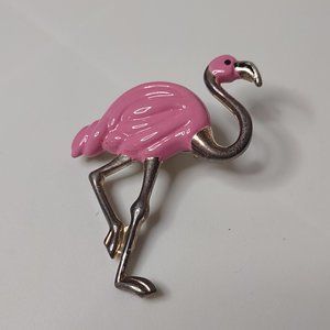 Vintage Best Brand Pink Flamingo Brooch Or Pendant
